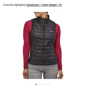 Patagonia Women's Black Quilted Vest with Stand Collar